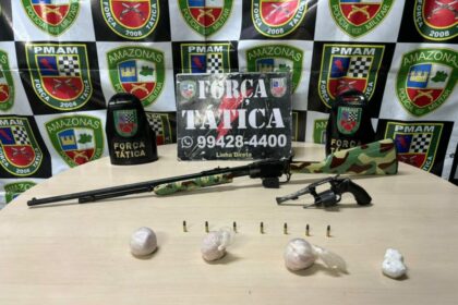 Polícia Militar do Amazonas apreende rifle e revólver durante patrulhamento de rotina